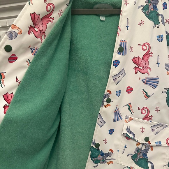 Adorable hooded raincoat with lining size 6-7 (like-new) - Picture 3 of 4